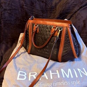 Brahmin Black and Tan Arden Satchel
